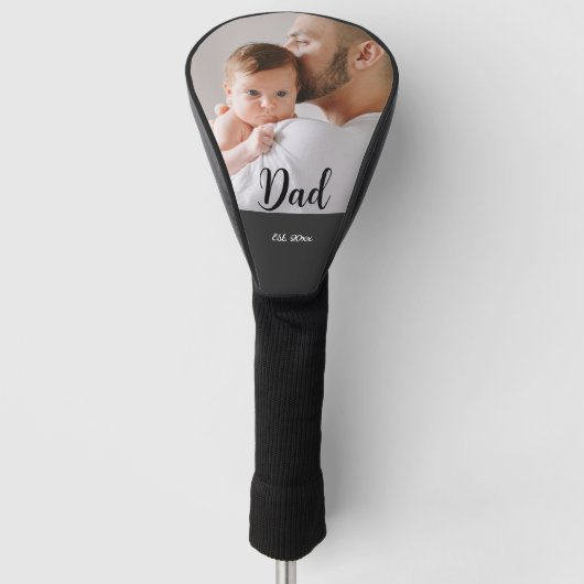 Dad Est. year Modern Bold Script Golf Head Cover ゴルフヘッドカバー (正面)