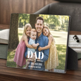 Dad Est. Year Name Number太字フォント写真ブロック フォトプラーク