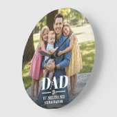 Dad Est. Year Name Number Bold Font Photo ラージ壁時計 (傾斜)
