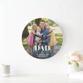 Dad Est. Year Name Number Bold Font Photo ラージ壁時計 (ホーム)