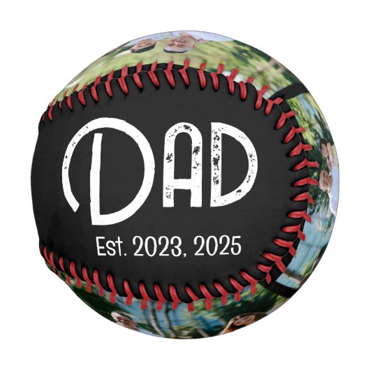 Dad Established グランジテキスト ブラック 3 写真 野球ボール (裏面左)