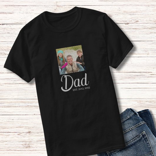 Dad Established スクリプト写真 Tシャツ