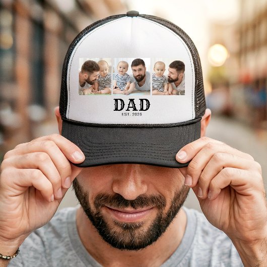 Dad Established タイポグラフィー ブラック 3 枚の写真 キャップ