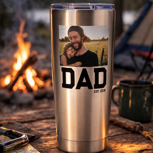 Dad Established フォトテンプレート 年 父の日  保温保冷タンブラー