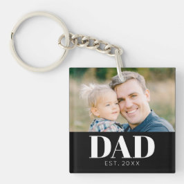 Dad Established フォト ファーザーズ クリスマス キーホルダー