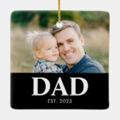 Dad Established フォト ファーザーズ クリスマス セラミックオーナメント (裏面)
