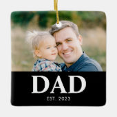 Dad Established フォト ファーザーズ クリスマス セラミックオーナメント (正面)