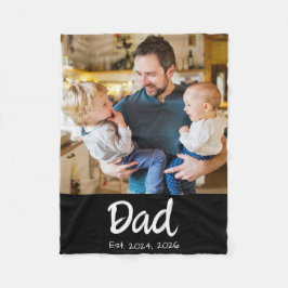Dad Established フォト ブラック スクリプト フリースブランケット
