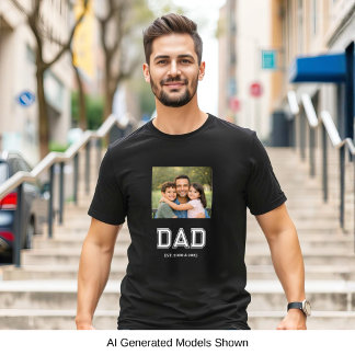 Dad Established フォト モダン タイポグラフィ ブラック Tシャツ