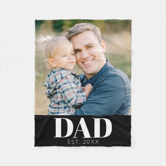 Dad Established フォト 父の日 フリースブランケット (正面)