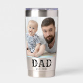 Dad Established ブラックタイポグラフィ 2 写真 保温保冷タンブラー (正面)