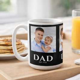 Dad Established ブラック 3 写真 コーヒーマグカップ