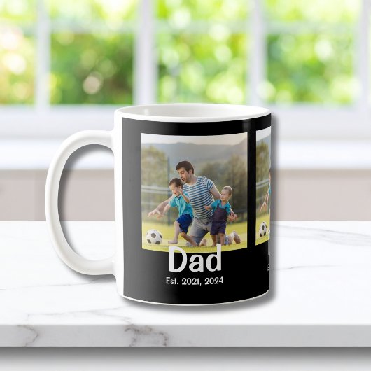 Dad Established ブラック 3 写真 コーヒーマグカップ