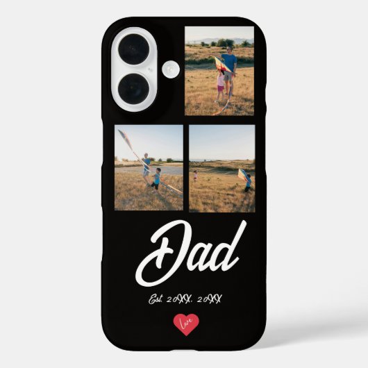 Dad Established ホワイトスクリプト 赤ハート 3枚の写真 Case-Mate iPhoneケース (裏面)