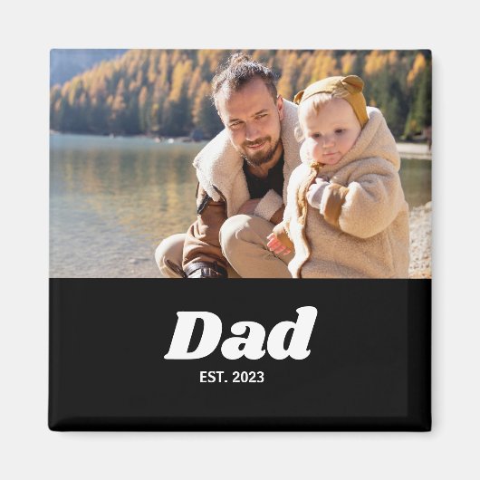 Dad Established ホワイトタイポグラフィ マグネット (正面)