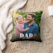 Dad Established モダンな太字のスクリプト写真 クッション (ブランケット)