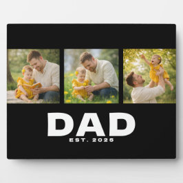 Dad Established モダンな太字 黒 3 枚の写真  フォトプラーク