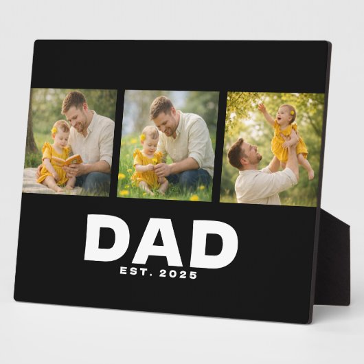 Dad Established モダンな太字 黒 3 枚の写真  フォトプラーク (側面)