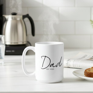 Dad Established モダンな手書き風 ブラック コーヒーマグカップ
