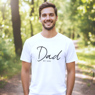 Dad Established モダンな手書き風 ブラック ホワイト Tシャツ