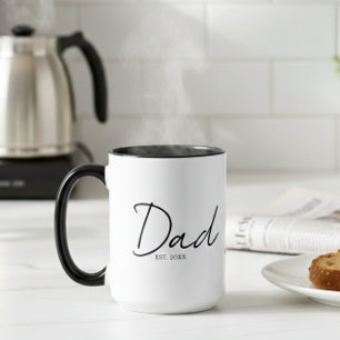 Dad Established モダンな手書き風 ブラック マグカップ