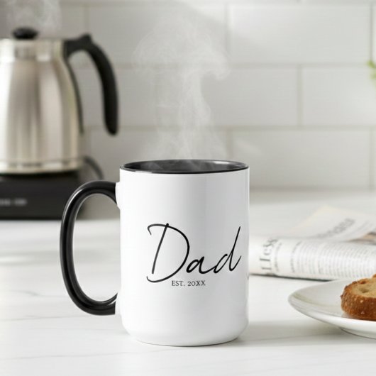 Dad Established モダンな手書き風 ブラック マグカップ