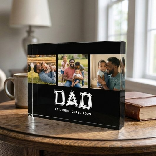 Dad Established モダン ボールド 白 黒 3 フォトブロック