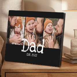 Dad Established 写真 フン ボールド ホワイト テキスト ブラック フォトプラーク