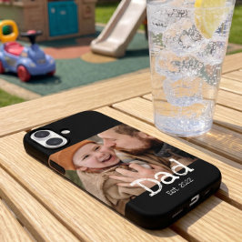 Dad Established 写真 白 黒 太字テキスト iPhone 16ケース