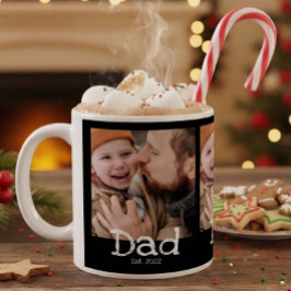 Dad Established 写真 白 黒 太字 テキスト コーヒーマグカップ