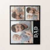 Dad Established 太字タイポグラフィ ブラック 3 枚の写真  ジグソーパズル (縦)