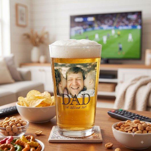 Dad Established 太字ブラックテキスト ビール タンブラーグラス