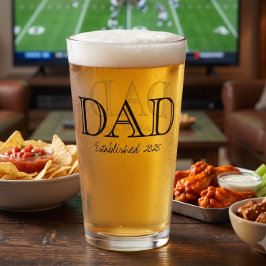 Dad Established 太字ブラックテキスト ビール タンブラーグラス