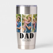 Dad Established 太字ブラックテキスト 3 枚の写真 保温保冷タンブラー (背面)