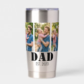 Dad Established 太字ブラックテキスト 3 枚の写真 保温保冷タンブラー (正面)