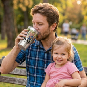 Dad Established 太字ブラックテキスト 3 枚の写真 保温保冷タンブラー