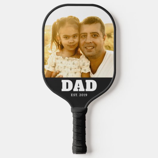 Dad Established 太字白文字写真 ピックルボールラケット (正面)