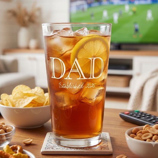 Dad Established 太字白文字 ブラックビール タンブラーグラス