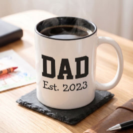 Dad Established 太字 ブラック テキスト ブラック ツートーンマグカップ