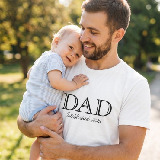 Dad Established 太字 ブラック ホワイト Tシャツ