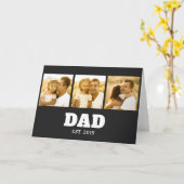 Dad Established 太字 ブラック 3 写真 カード (黄色い花)