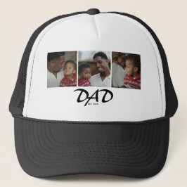 Dad Established 太字 ブラック 3 枚の写真 キャップ
