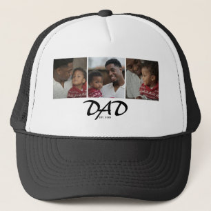 Dad Established 太字 ブラック 3 枚の写真 キャップ
