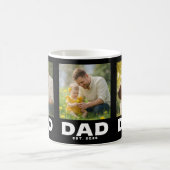 Dad Established 太字 ブラック 3 枚の写真 コーヒーマグカップ (中央)