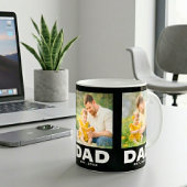 Dad Established 太字 ブラック 3 枚の写真 コーヒーマグカップ