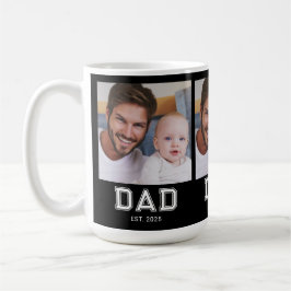 Dad Established 太字 ブラック 3 枚写真入り コーヒー コーヒーマグカップ