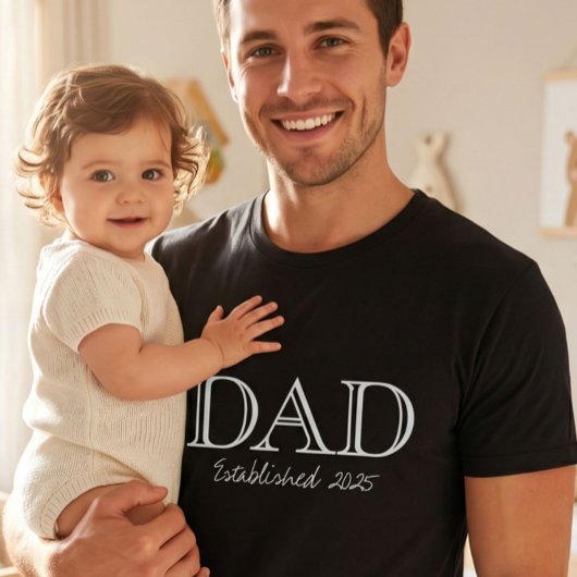 Dad Established 太字 白文字 黒背景 Tシャツ