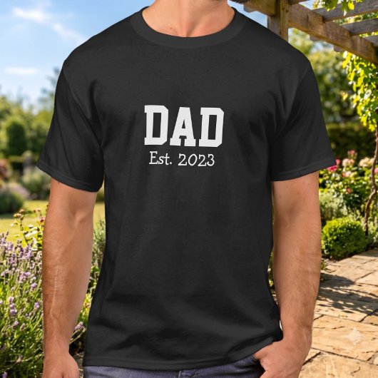 Dad Established 太字 白 黒 Tシャツ