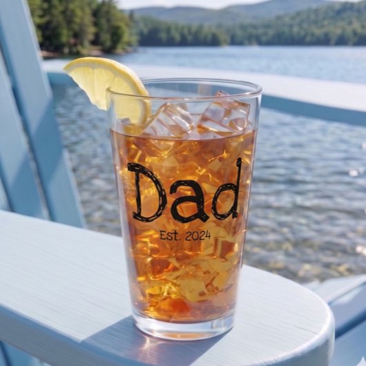 Dad Established 太字 黒 白 ビール タンブラーグラス