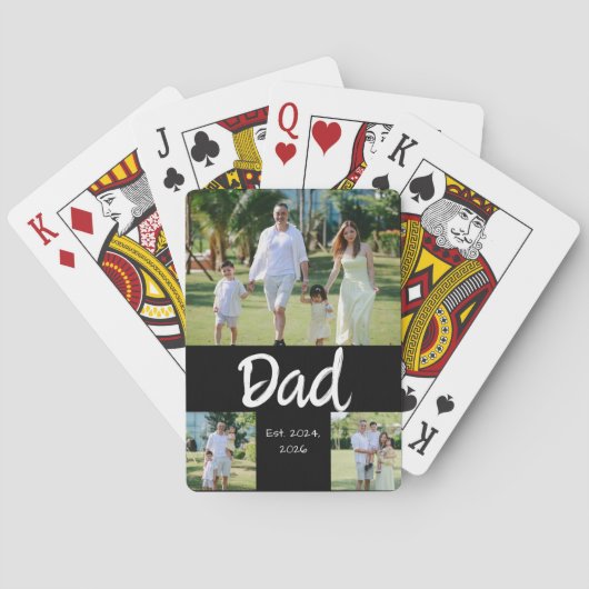 Dad Established 白抜きスクリプト 3枚の写真 トランプ (裏面)